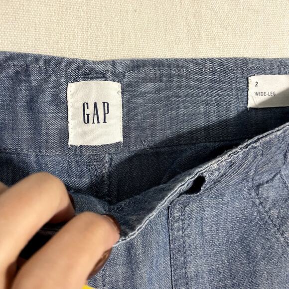 GAP Women's Mid Rise Linen Blend Wide-Leg Pull-On Pants Blue -‎ Size 2 - Picture 6 of 12